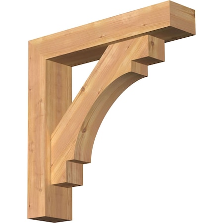Ekena Millwork Merced Block Smooth Bracket w/ Offset Brace, Western Red Cedar, 5 1/2"W x 26"D x 26"H BKT0604X26X26MRC05SWR